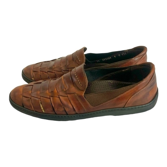 Men’s Shoes Hand Crafted BRAGANO Italian Brown Leather Straps Sandals Slipons - Picture 3 of 7